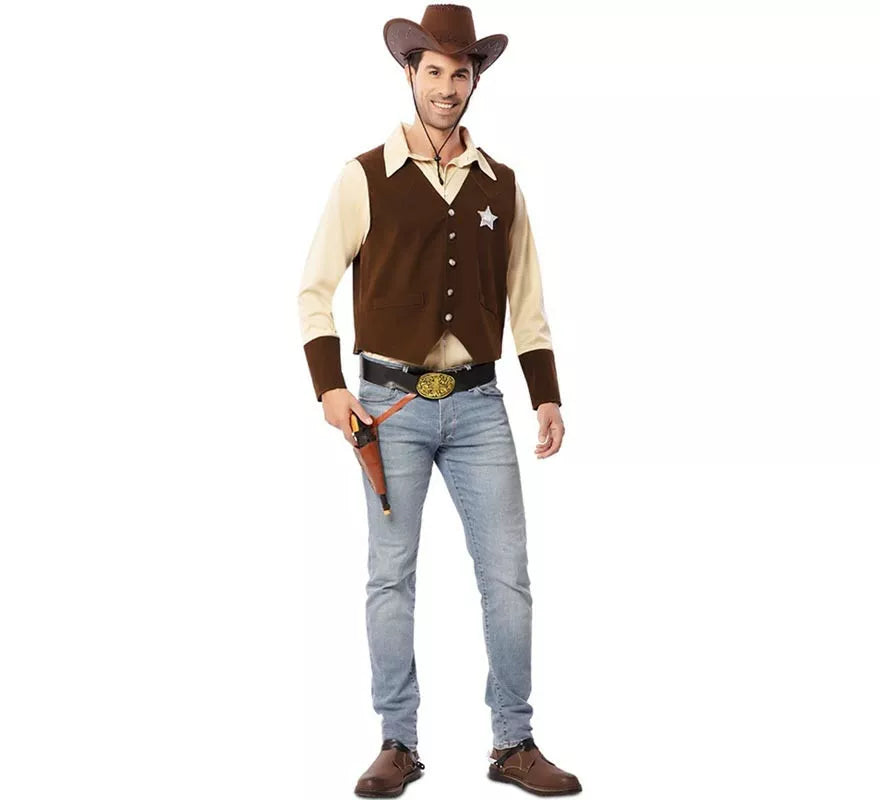 Translation missing: en.Disfraz de Vaquero Sheriff marrón para hombre