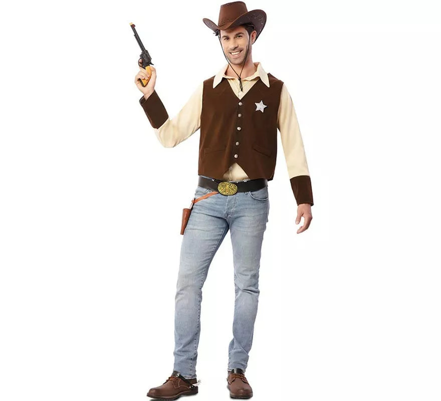 Translation missing: en.Disfraz de Vaquero Sheriff marrón para hombre