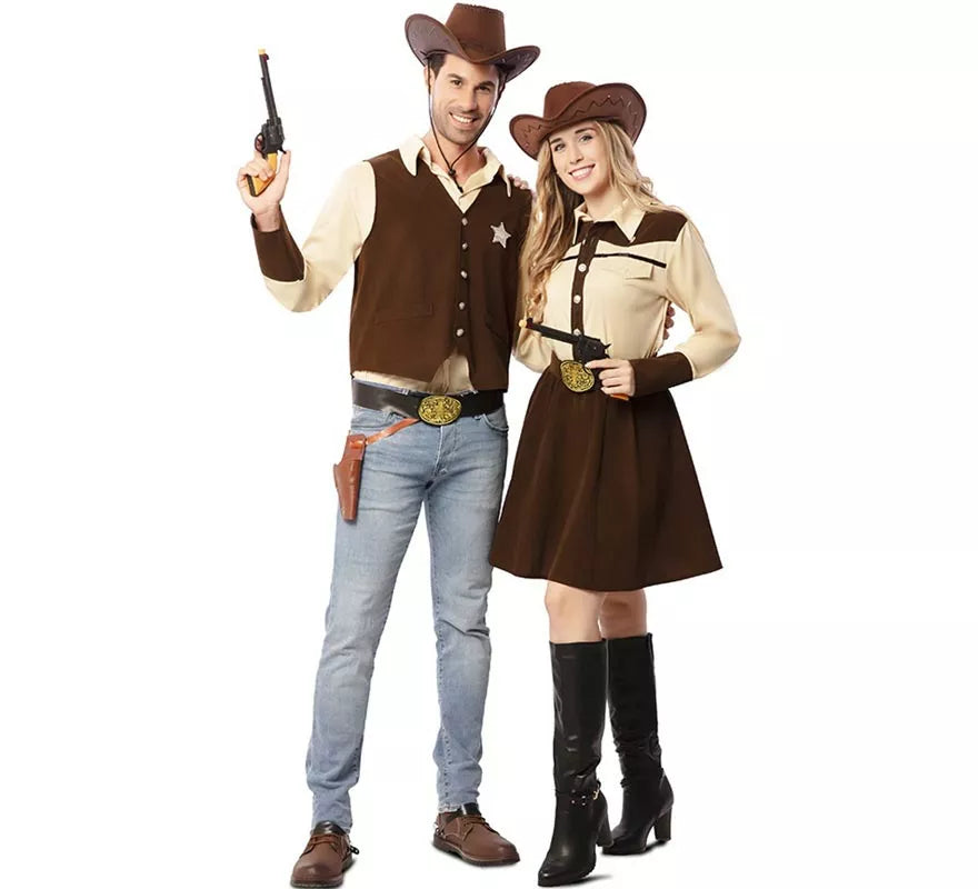 Disfraz de Vaquero Sheriff marrón para hombre