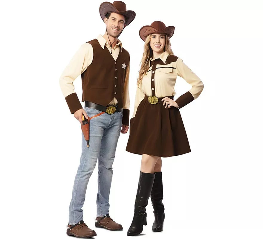 Translation missing: en.Disfraz de Vaquero Sheriff marrón para hombre