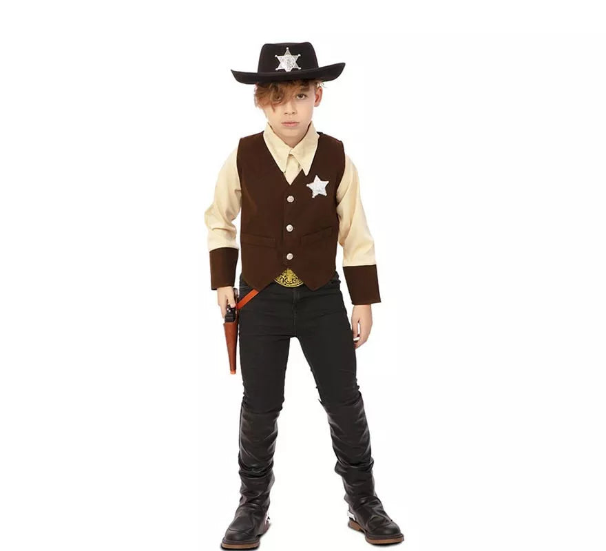 Translation missing: en.Disfraz de Vaquero Sheriff marrón para niño