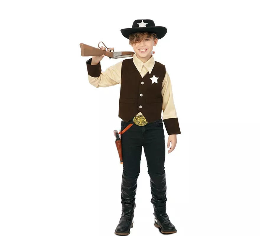 Translation missing: en.Disfraz de Vaquero Sheriff marrón para niño