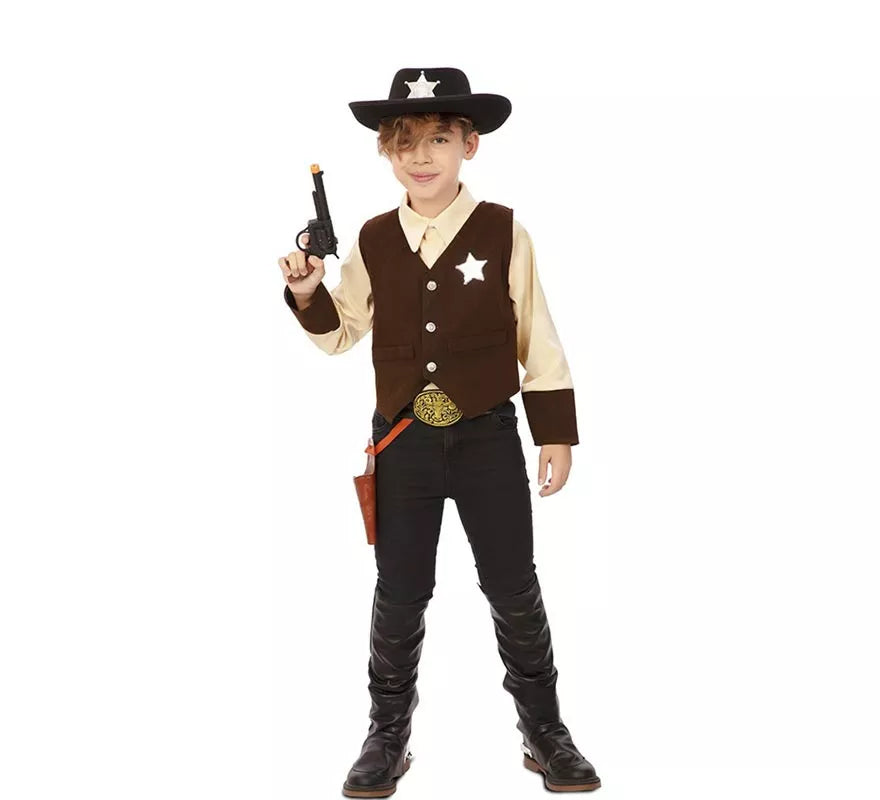 Disfraz de Vaquero Sheriff marrón para niño