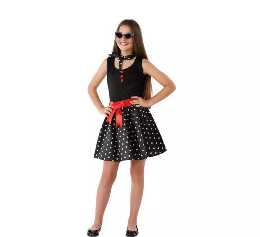 Translation missing: en.Disfraz de Vestido de los Años 60 Negro para niña