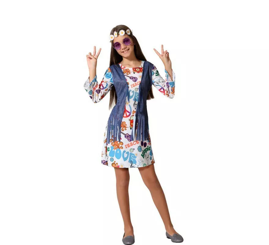 Translation missing: en.Disfraz de Vestido Hippie con Estampado para niña