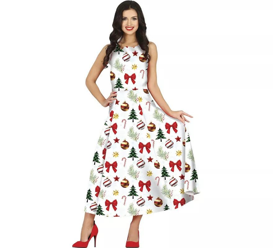 Translation missing: en.Disfraz de Vestido Navidades Blanco Largo para mujer