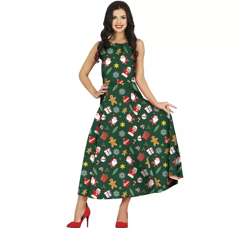 Translation missing: en.Disfraz de Vestido Navidades Verde Largo para mujer