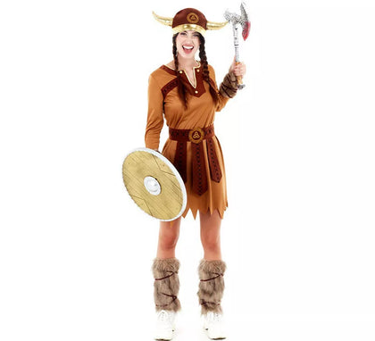 Disfraz de Vikinga Marrón Guerrera para mujer