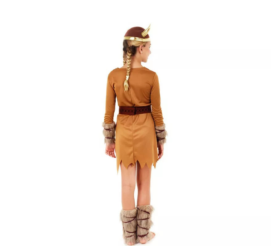 Disfraz de Vikinga Marrón Guerrera para niña