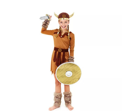 Disfraz de Vikinga Marrón Guerrera para niña