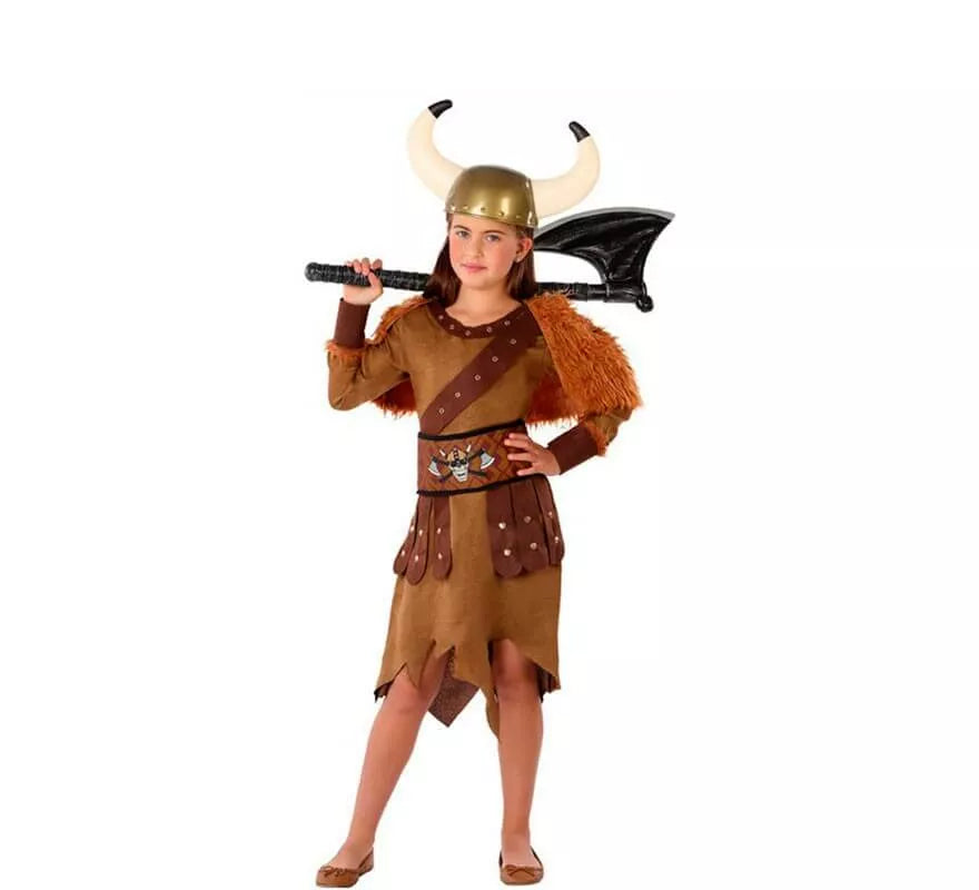 Translation missing: en.Disfraz de Vikinga Marrón para niña