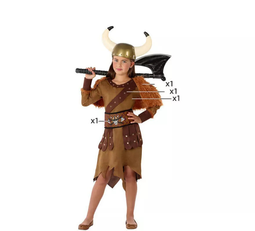 Translation missing: en.Disfraz de Vikinga Marrón para niña
