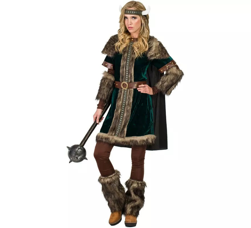 Disfraz de Vikinga Verde para mujer