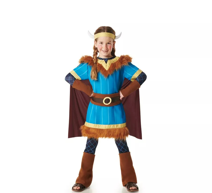 Disfraz de Vikingo azul con Capa para niños