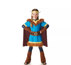 Blue Viking Costume with Cape for Kids