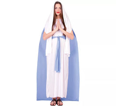 Virgin Mary costume with tunic and veil for women