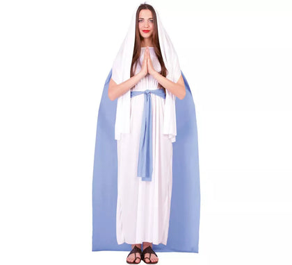 Disfraz de Virgen María con túnica y velo para mujer