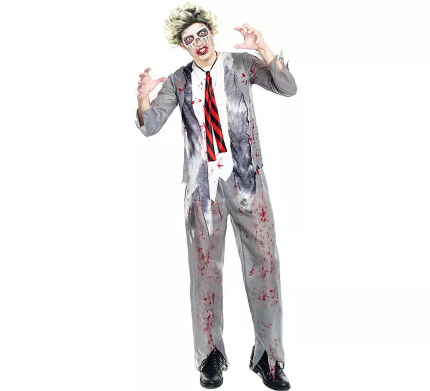 Translation missing: en.Disfraz de Zombie Colegial Gris para hombre