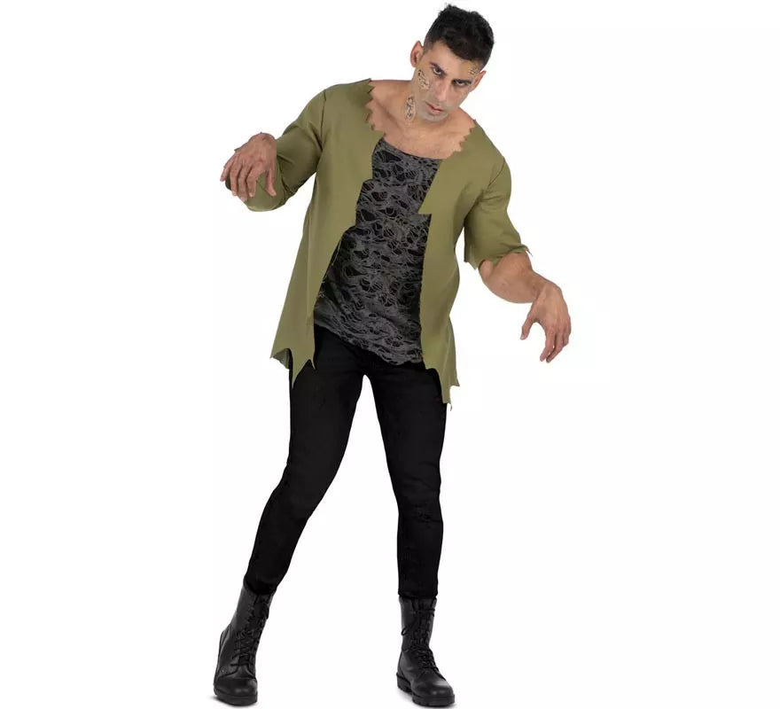 Disfraz de Zombie verde infectado para hombre