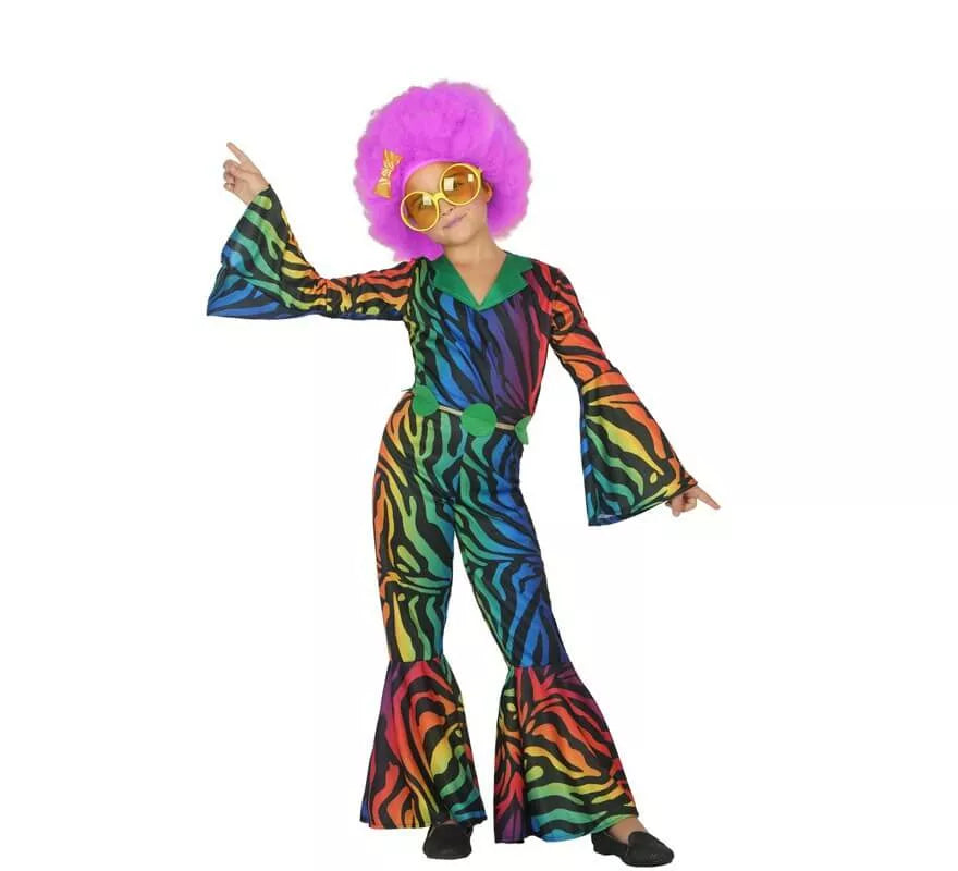 Translation missing: en.Disfraz Disco con estampado multicolor para niña