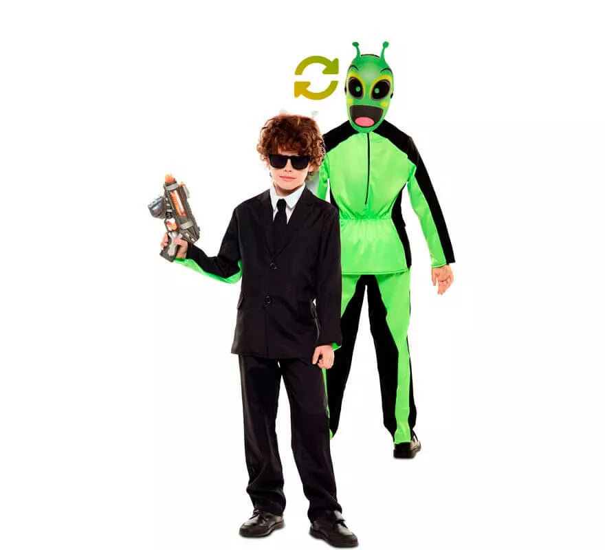 Disfraz Doble de Hombre de Negro y Alien para niño