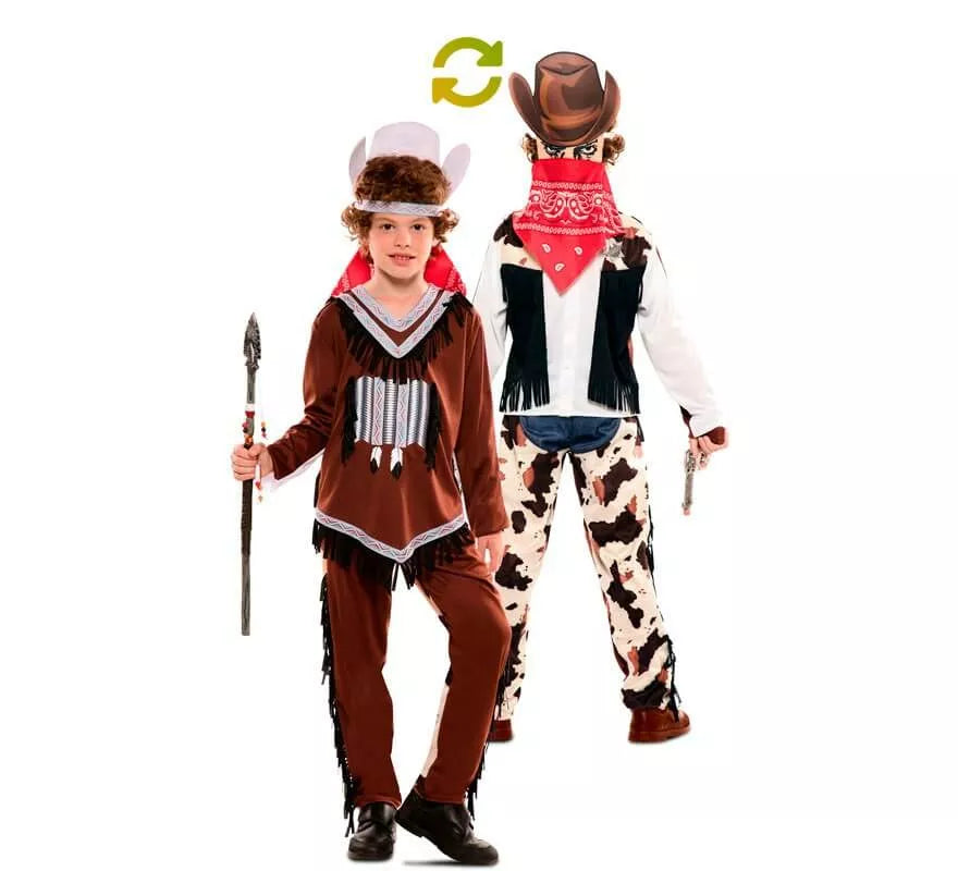 Translation missing: en.Disfraz Doble de Indio y Vaquero para niño