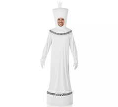 White double queen and king chess piece costume for adults