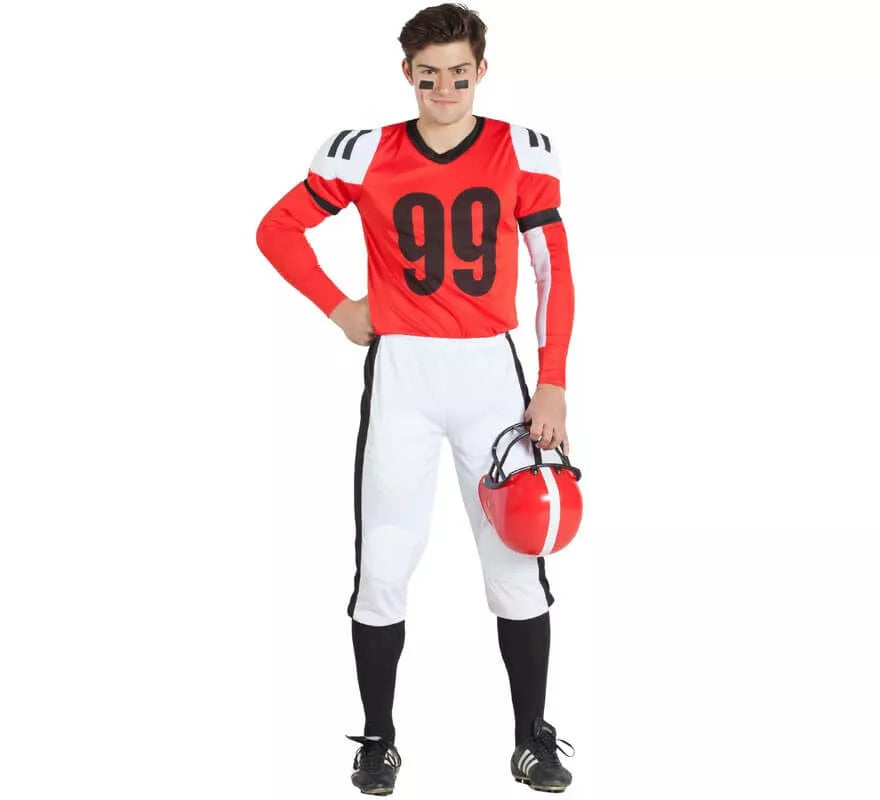 Disfraz Jugador de Rugby Rojo y Blanco para hombre