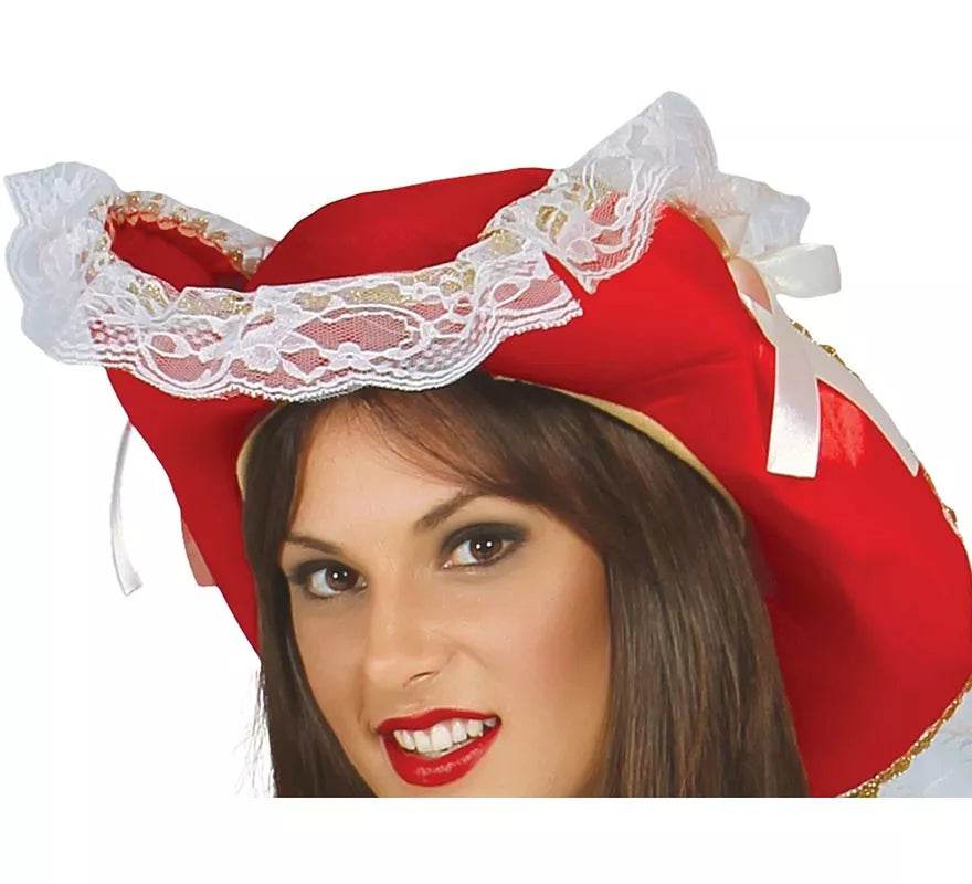 Disfraz Mosquetera Roja con Flor de Lis para Mujer