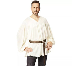 Medieval costume or shirt with belt for men