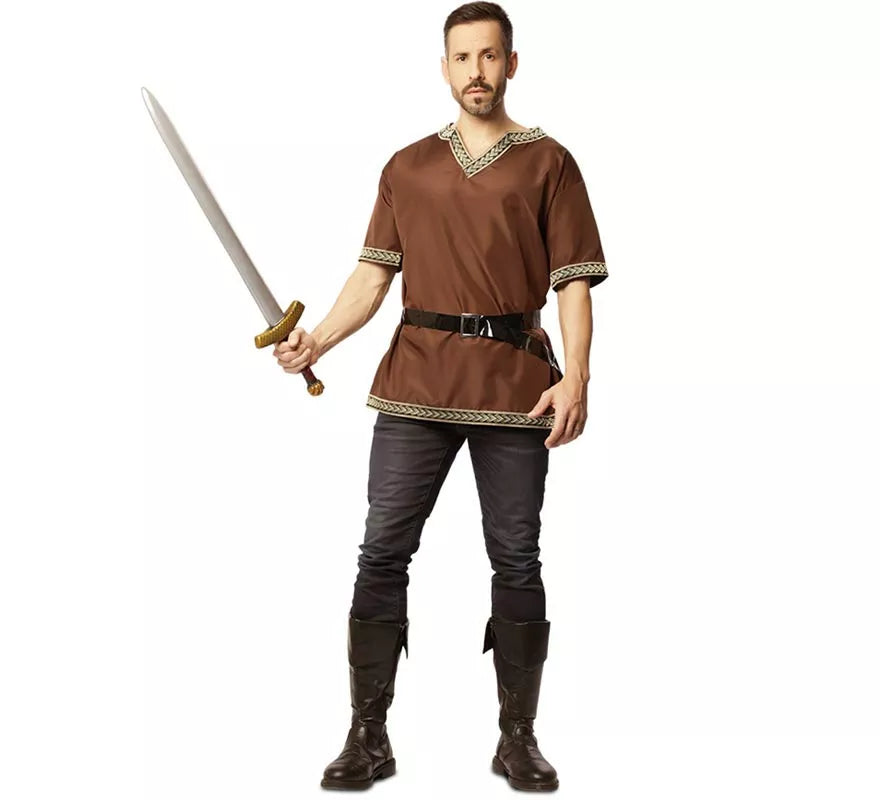 Translation missing: en.Disfraz o Camisa Medieval Marrón con cinturón para hombre