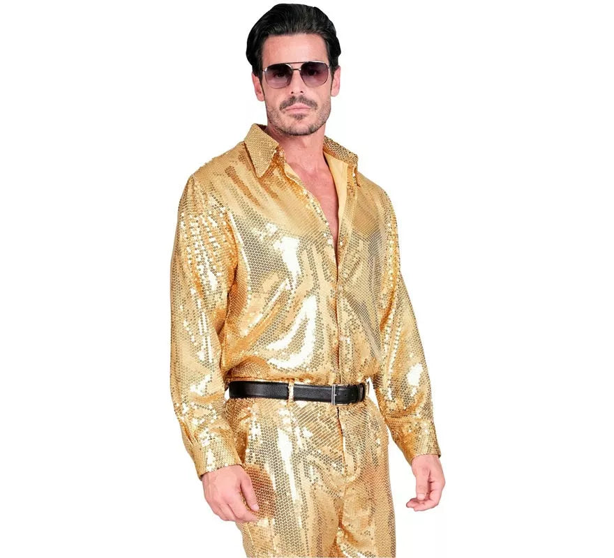 Translation missing: en.Disfraz o Camisa Moda dorado con lentejuelas para hombre