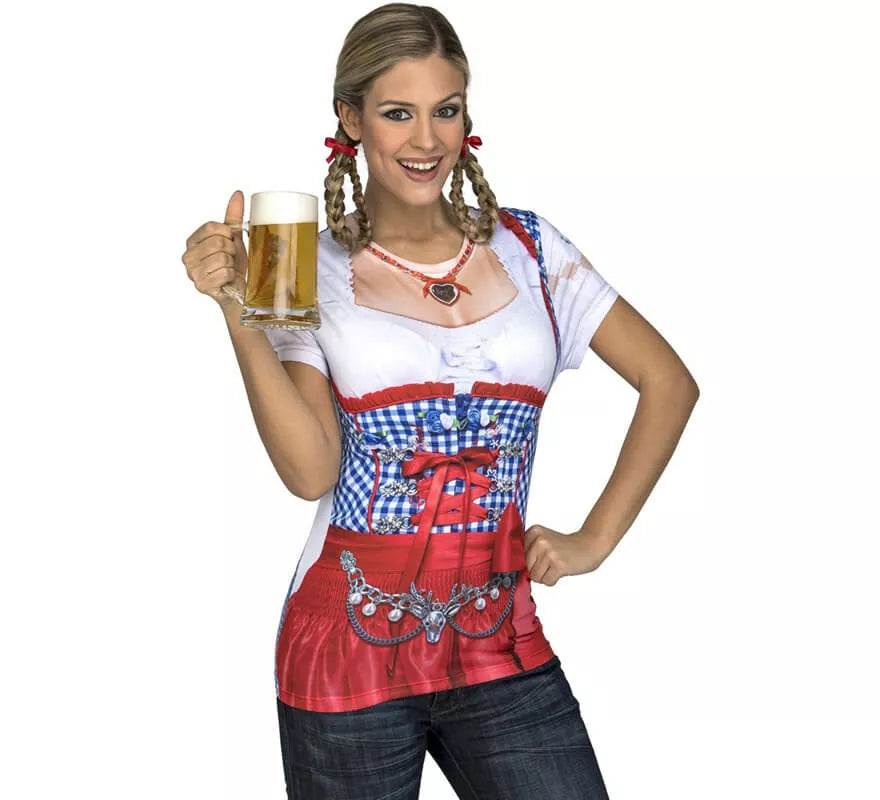 Translation missing: en.Camiseta disfraz de Bávara roja y azul para mujer