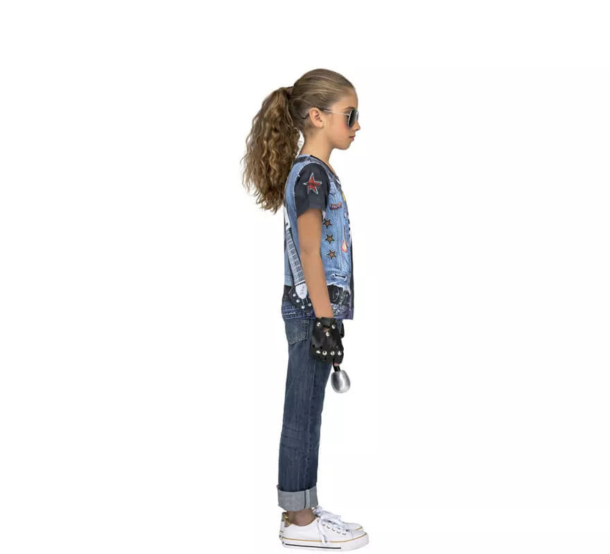 Camiseta disfraz de Rockera Esqueleto para niña