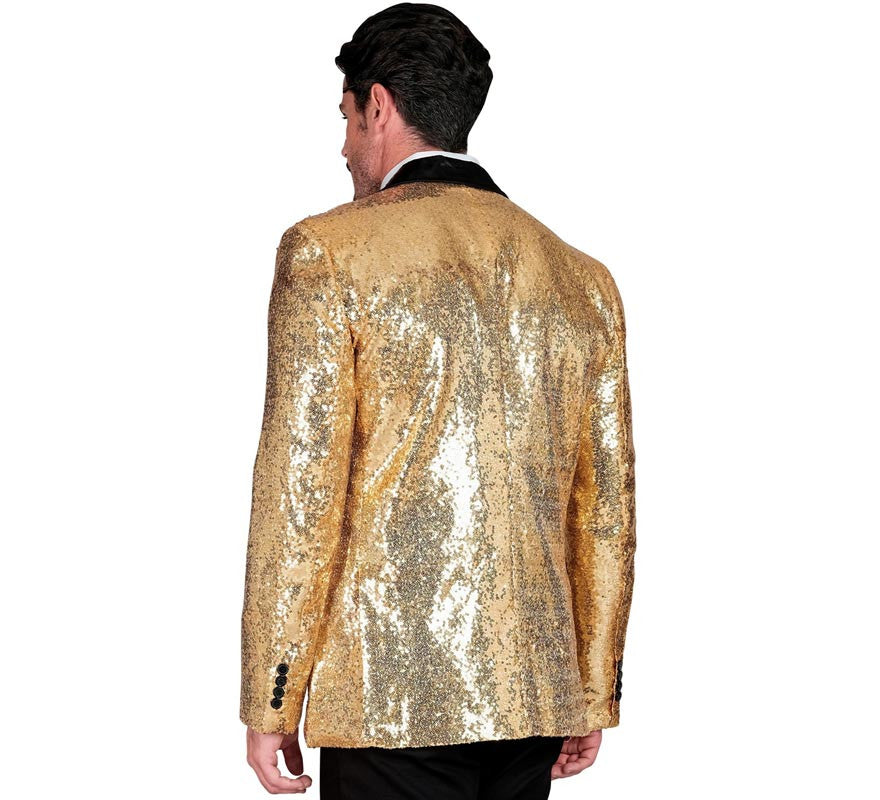 Translation missing: en.Chaqueta de Fiesta dorado y negro con lentejuelas para hombre