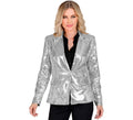 Chaqueta de Fiesta plateada con lentejuelas para mujer