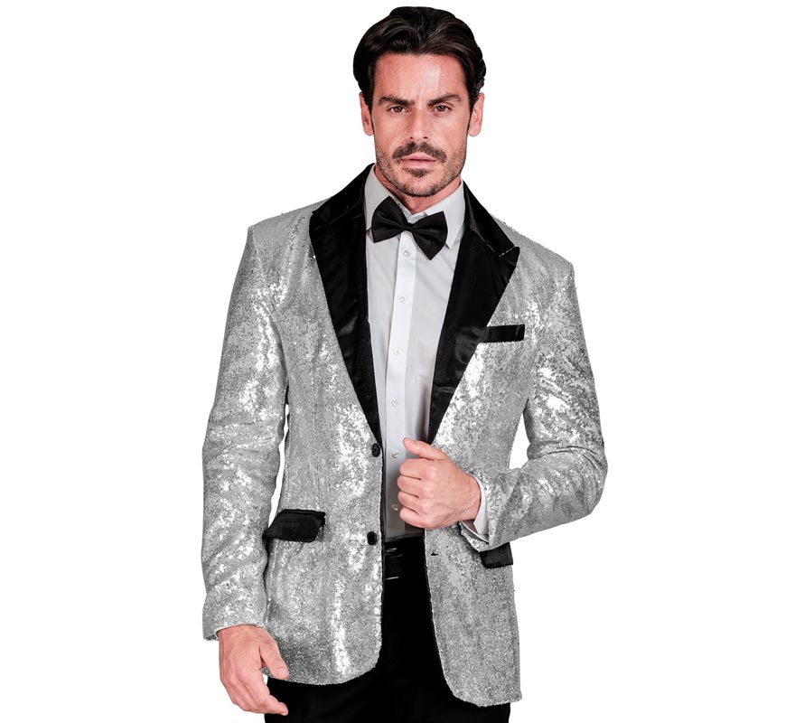 Chaqueta de Fiesta plateado y negro para hombre
