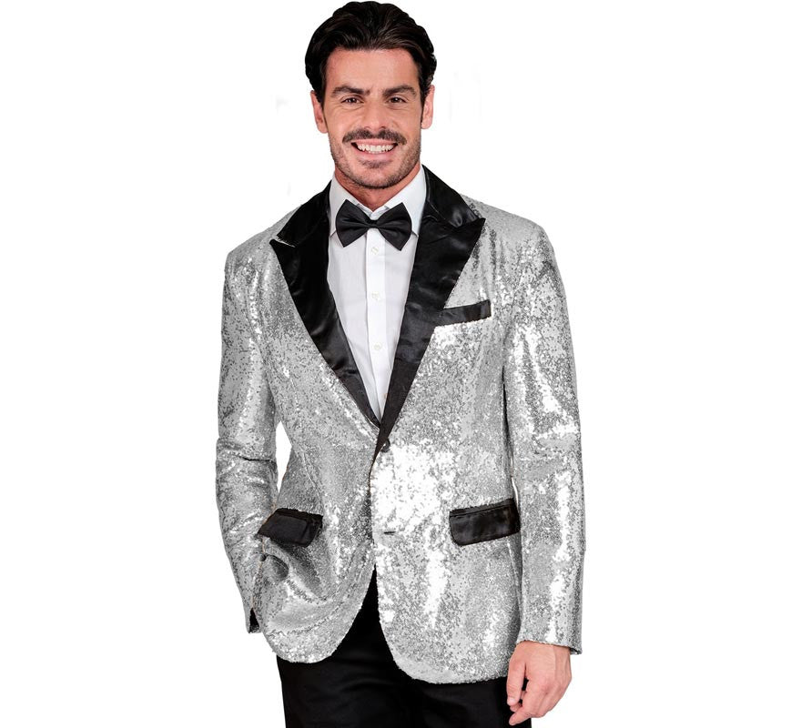 Chaqueta de Fiesta plateado y negro para hombre