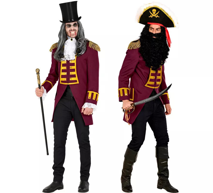 Disfraz o Chaqueta de Frac Burgundy Desfile para hombre