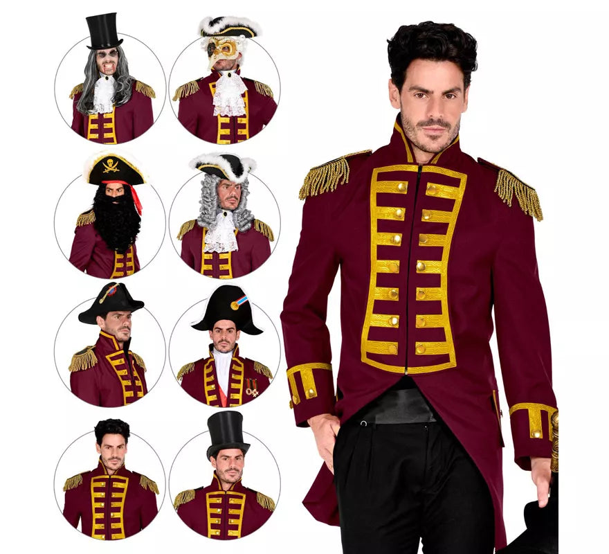 Translation missing: en.Disfraz o Chaqueta de Frac Burgundy Desfile para hombre
