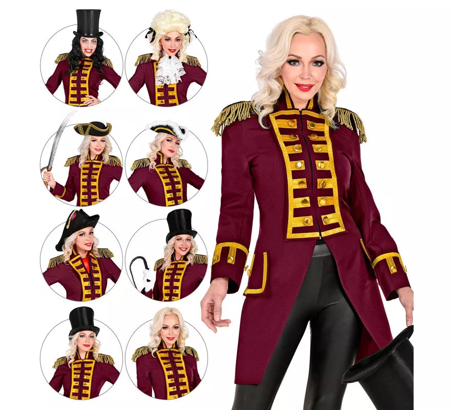 Disfraz o Chaqueta de Frac Burgundy Parade para mujer