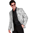 Chaqueta de Moda Disco plateada con lentejuelas para hombre