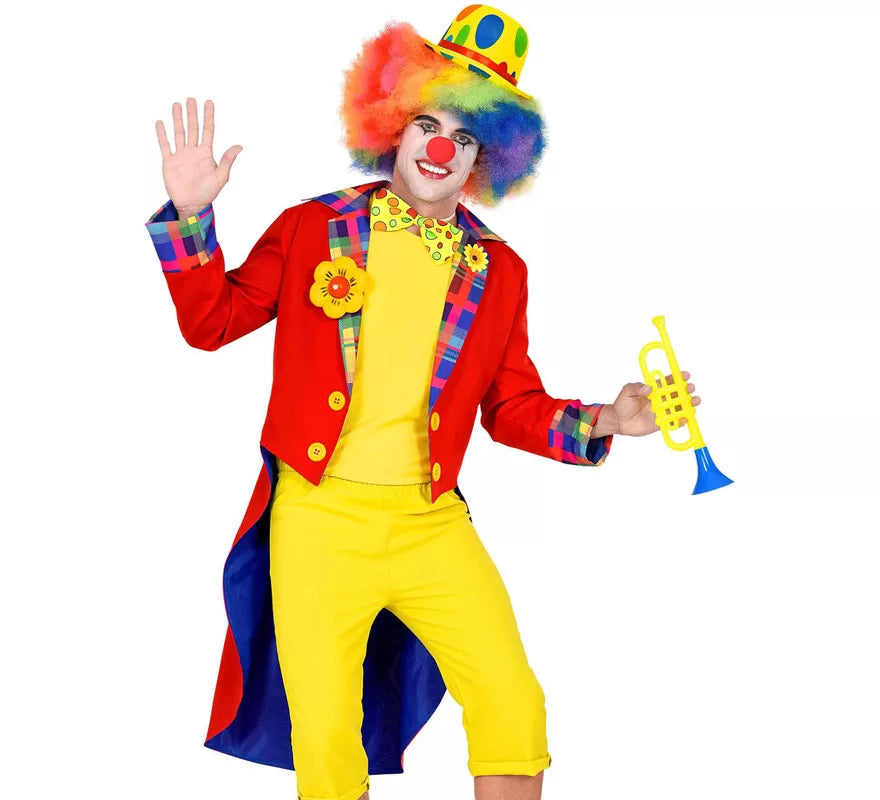 Disfraz o Chaqueta de Payaso Rojo y Amarillo para hombre