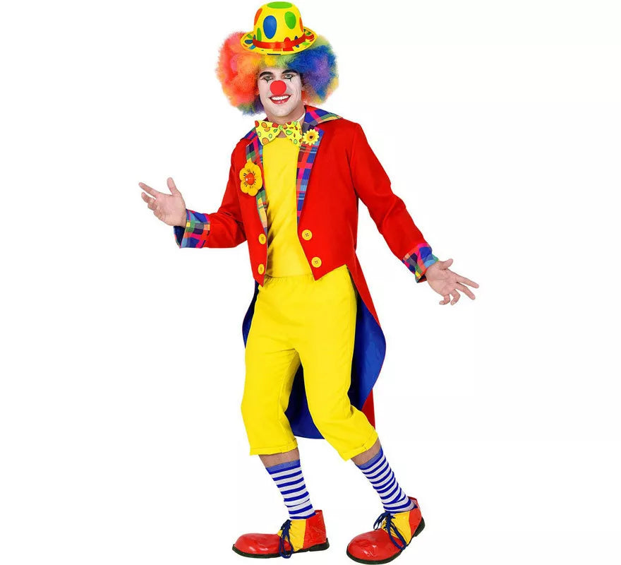 Disfraz o Chaqueta de Payaso Rojo y Amarillo para hombre