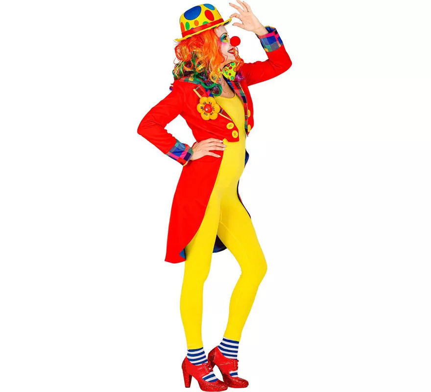 Disfraz o Chaqueta de Payaso Rojo y Amarillo para mujer