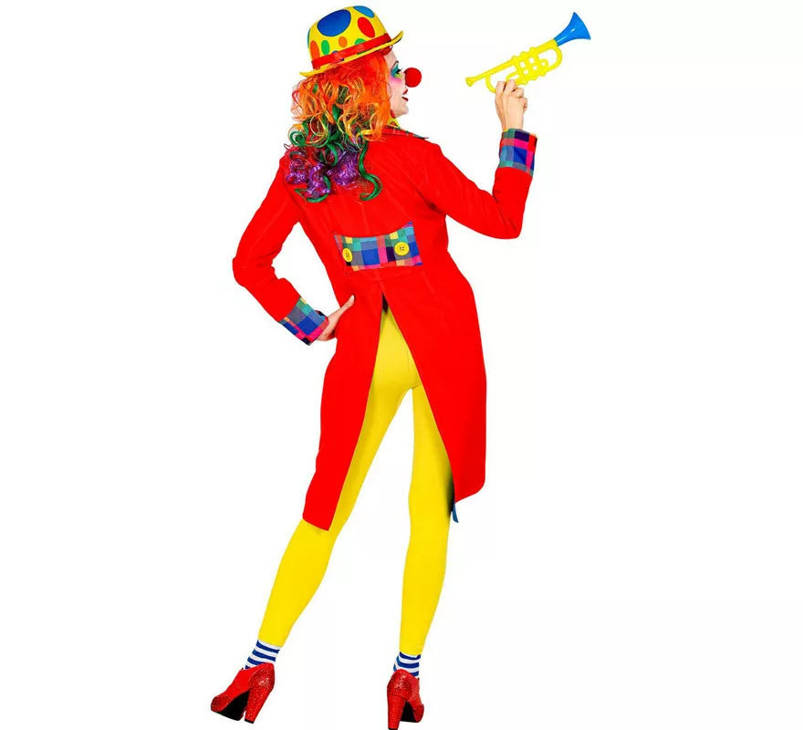Disfraz o Chaqueta de Payaso Rojo y Amarillo para mujer