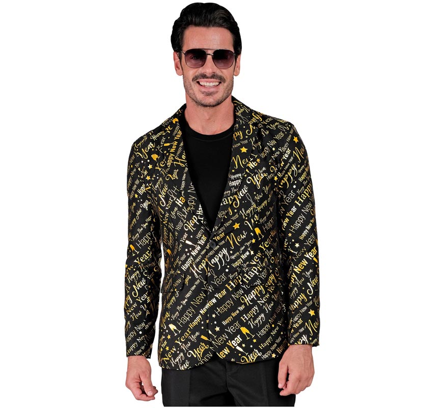 Translation missing: en.Chaqueta Feliz Año Nuevo negro y dorado para hombre