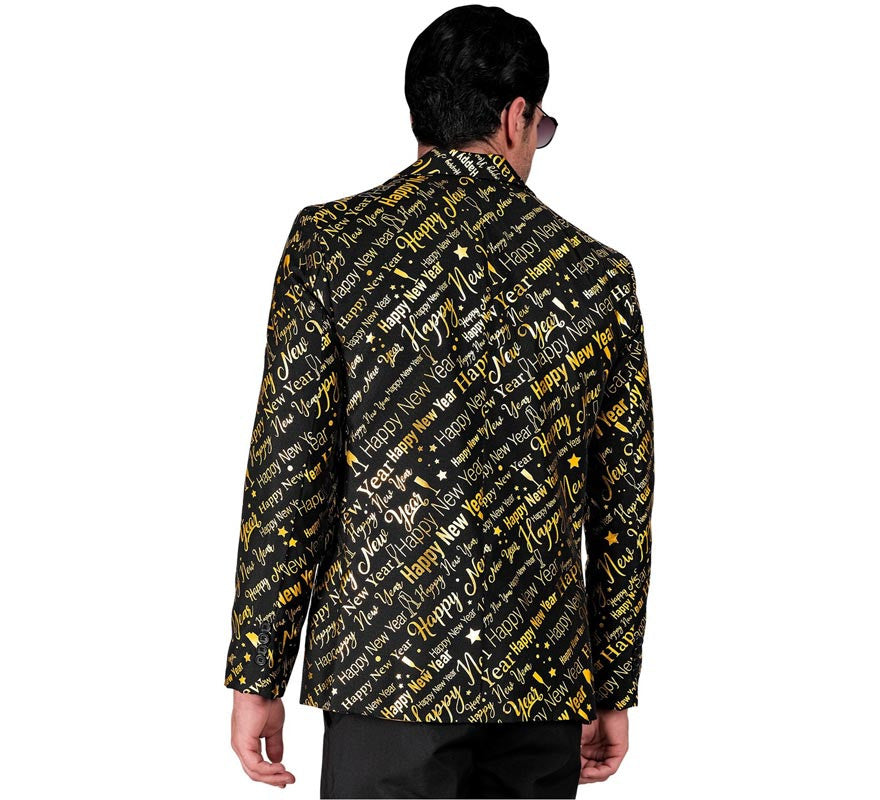 Translation missing: en.Chaqueta Feliz Año Nuevo negro y dorado para hombre