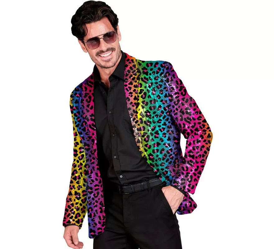 Disfraz o Chaqueta Fiesta animal print leopardo multicolor para hombre
