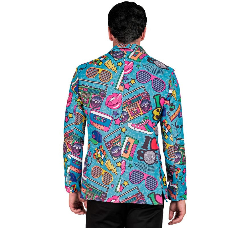 Chaqueta Fiesta Retro años 80 azul para hombre